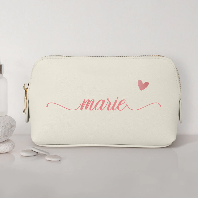 0,75l elfenbein Kosmetiktasche aus PU Leder mit Name personalisiert von Love & Faith personalisiert