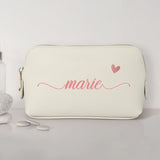 0,75l elfenbein Kosmetiktasche aus PU Leder mit Name personalisiert von Love & Faith personalisiert