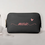 0,75l schwarz Kosmetiktasche aus PU Leder mit Name personalisiert von Love & Faith personalisiert