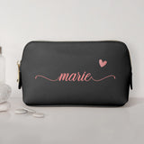 0,75l schwarz Kosmetiktasche aus PU Leder mit Name personalisiert von Love & Faith personalisiert