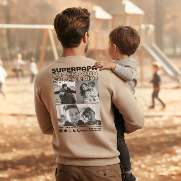 Personalisiert bedruckter Foto Backprint Sweater in beige von Love & Faith