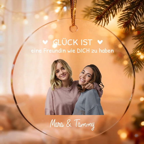Personalisierter Acryl Weihnachtsbaumschmuck mit Foto für Freundinnen – Beste Freundinnen – Motiv 2