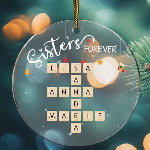 Personalisierter Weihnachtsbaumschmuck mit Namen im Scrabble-Look – Scrabble – Motiv 2