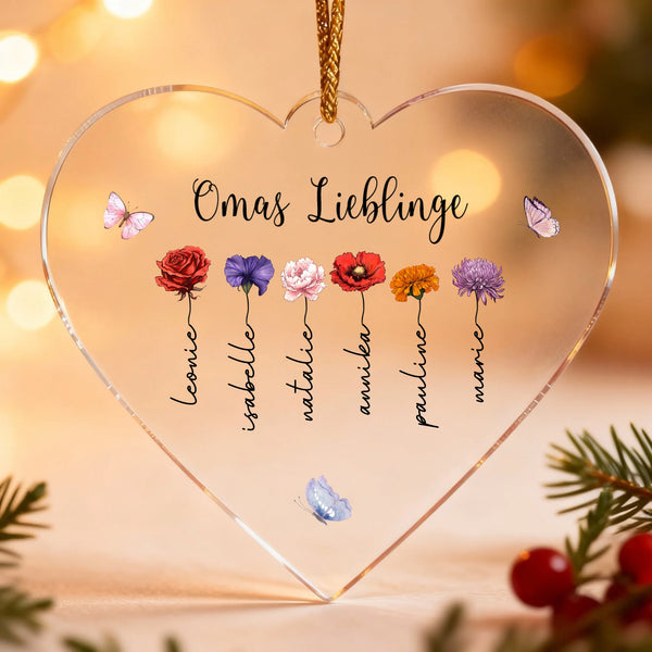 Omas Liebling - Personalisiertes Acrylornament für Eltern und Großeltern mit Geburtsblumen