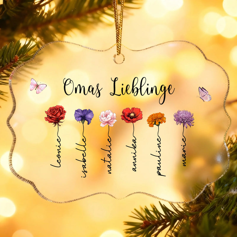 Omas Liebling - Personalisiertes Acrylornament für Eltern und Großeltern mit Geburtsblumen