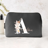 schwarze PU Kosmetiktasche 3 Liter groß mit Initiale und Name personalisiert von Love & Faith