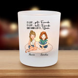 Personalisierter Teelichthalter für Freundinnen mit Clipart und Namen von Love & Faith