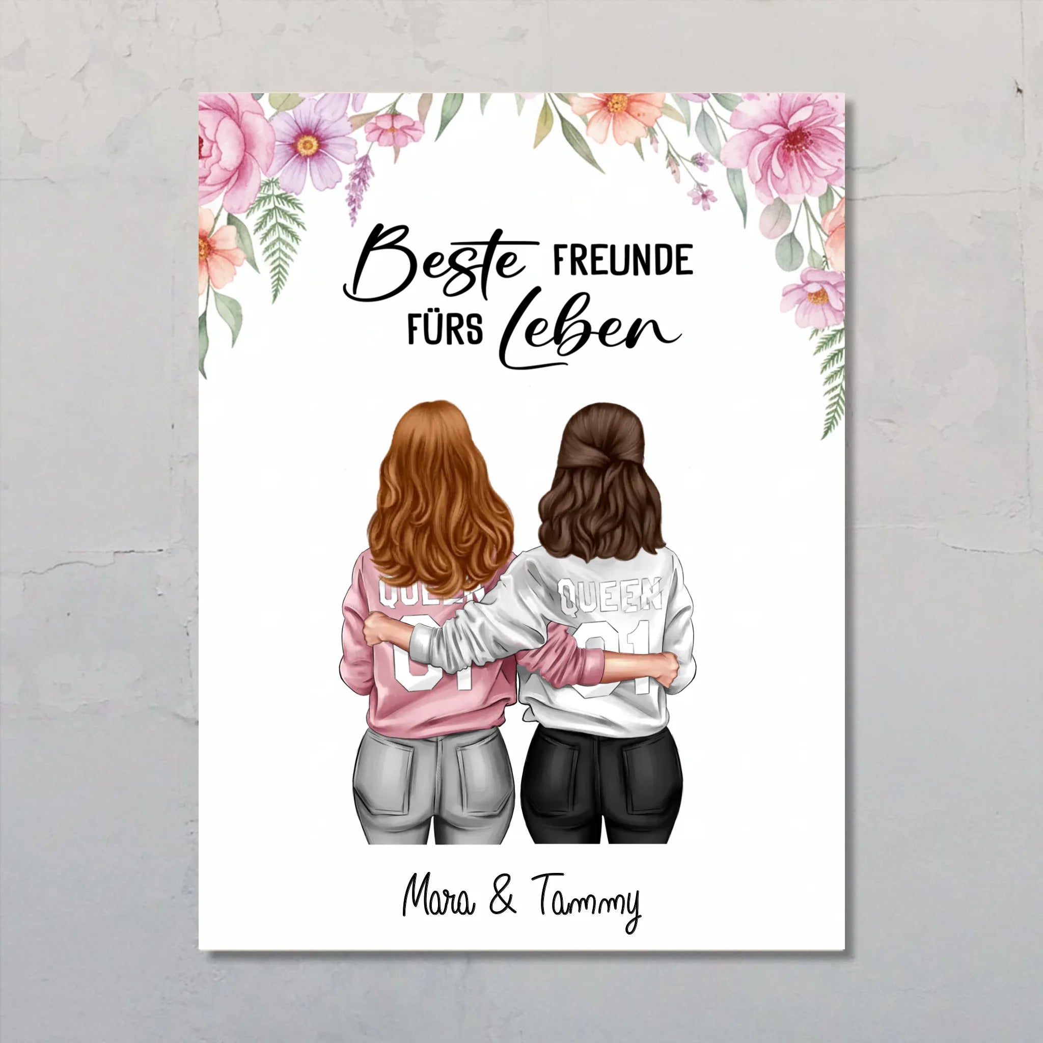 Personalisiertes Poster für Freundinnen und Schwestern mit eurer Illustration von Love & Faith