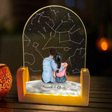 Runder LED Aufsteller Sternenhimmel mit Zeichnung und Namen als Geschenkidee zum Jahrestag von Love & Faith