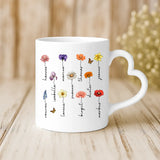 Weiße Tasse mit Herzhenkel und personalisiertem Namen – romantische Geschenkidee von Love & Faith