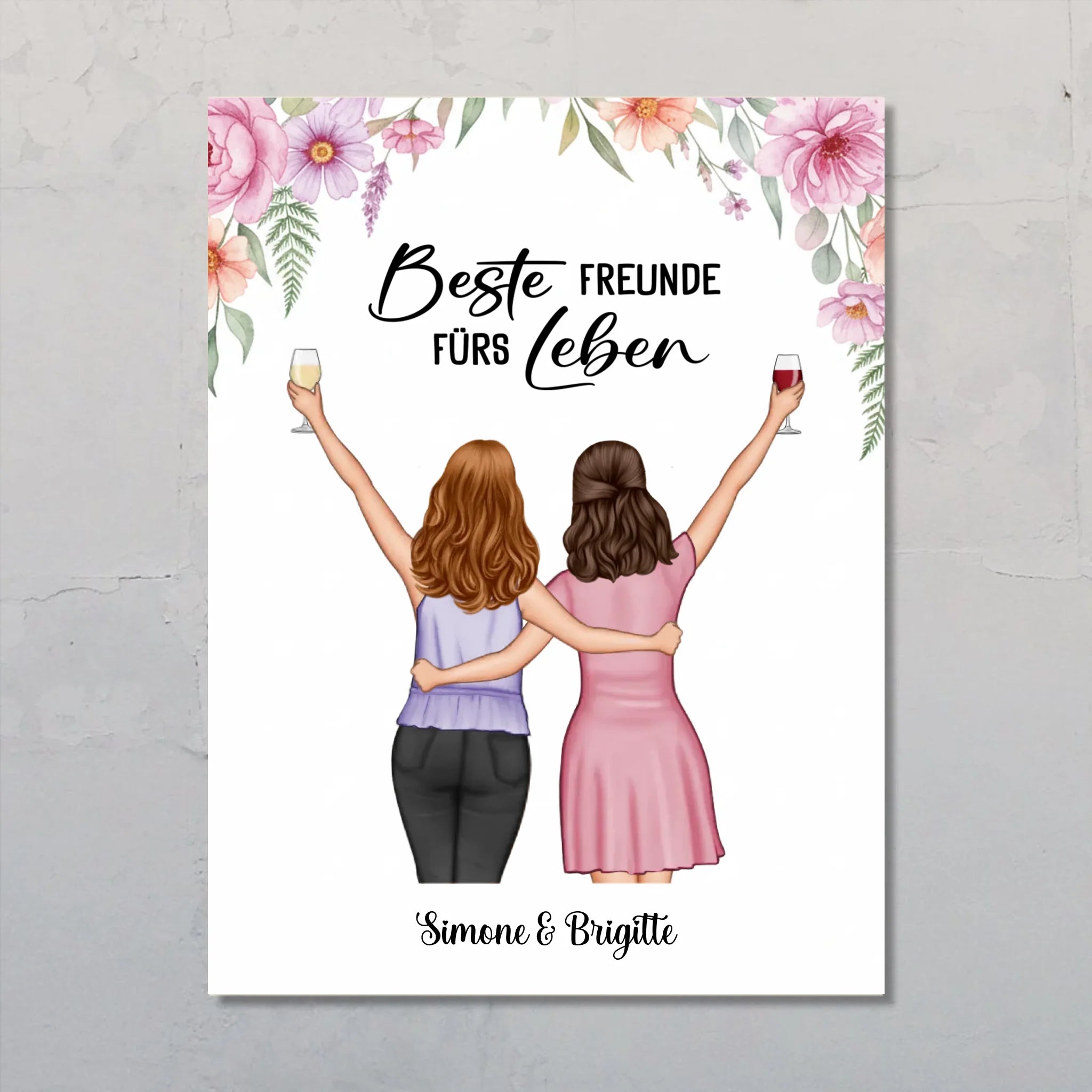  Personalisiertes Poster für Besties und Schwestern mit Illustration von Love & Faith