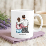 Weiße Tasse mit personalisiertem Valentins-Spruch und Namen – individuelle Geschenkidee von Love & Faith