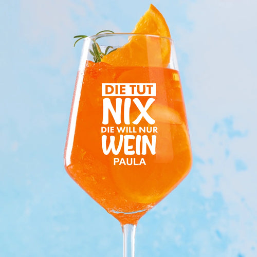 Die tut nix, die will nur Wein - Freunde-Weinglas