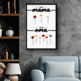 Leinwand "Erst Mama, Jetzt Oma" mit Blumen und Kindernamen personalisiert von Love & Faith
