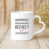 Weiße Tasse als Valentinstagsgeschenk für die BFF – individuelle Geschenkidee von Love & Faith