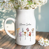 2 Personalisiertes Geschenk - Weiße Vase mit Henkel mit persönlichem Spruch und Namen