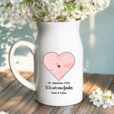 2 Personalisiertes Geschenk - Weiße Vase mit Henkel mit persönlichem Spruch und Namen