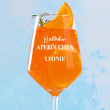 Hallöchen Aperölchen personalisiertes Glas für Wein mit Namen als Geschenk personalisieren mit Love & Faith