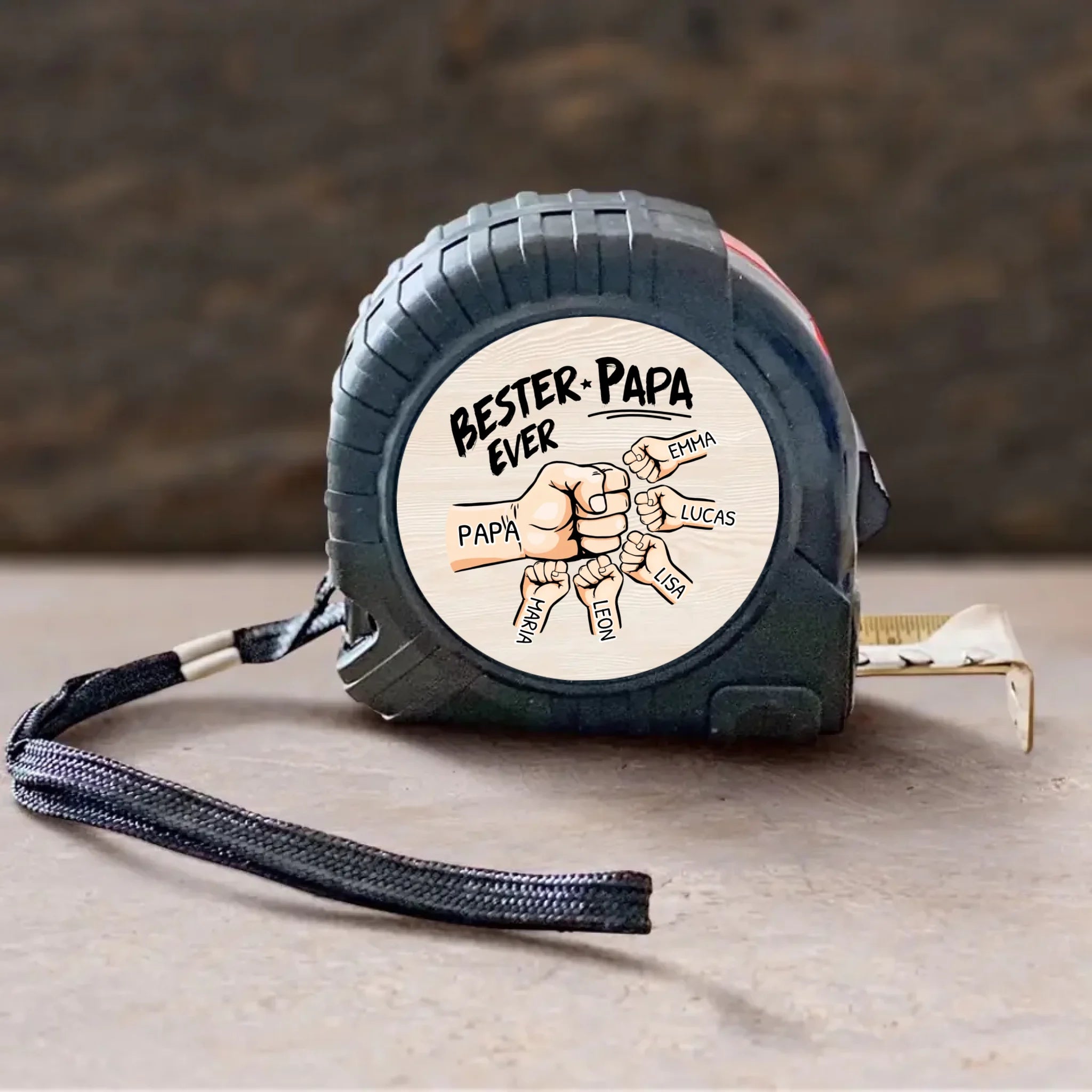 Personalisiertes Maßband mit Foto-Upload und Namen als Foto-Geschenk für Partner von Love & Faith