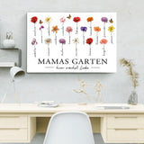 Personalisierte Leinwand mit bis zu 18 Namen selbst gestalten mit Geburtsblumen für Mama von Love & Faith