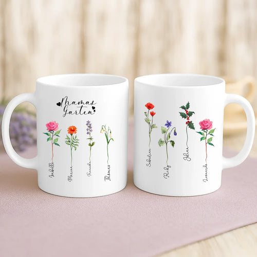Weiße Tasse mit personalisiertem Spruch und Namen – individuelle Geschenkidee von Love & Faith