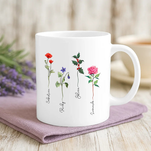 Weiße Tasse mit personalisiertem Spruch und Namen – individuelle Geschenkidee von Love & Faith
