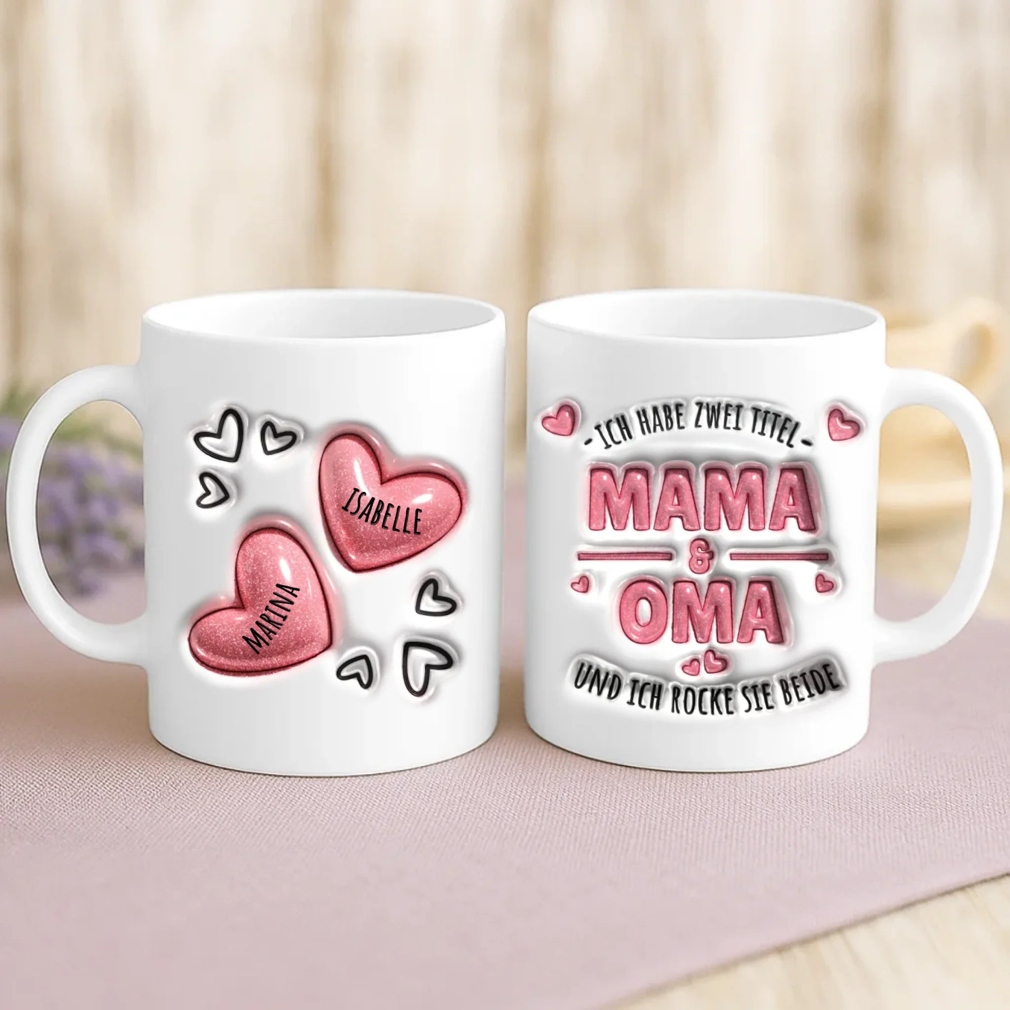 Personalisierte Tasse für Mama und Oma mit 3D Look