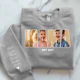 Grauer Pullover für Papa mit Kindernamen personalisierte Geschenkidee zum Vatertag von Love & Faith