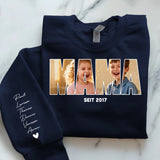 Navyblauer Pullover für Papa mit Kindernamen personalisierte Geschenkidee zum Vatertag von Love & Faith