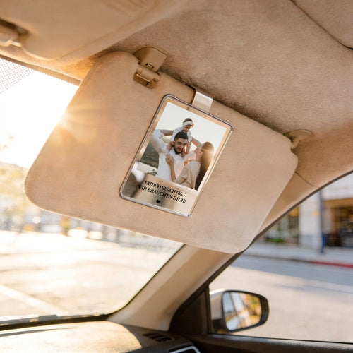 Personalisierter Clip für die Auto Sonnenblende mit Fotoupload Unser Foto – Motiv 2