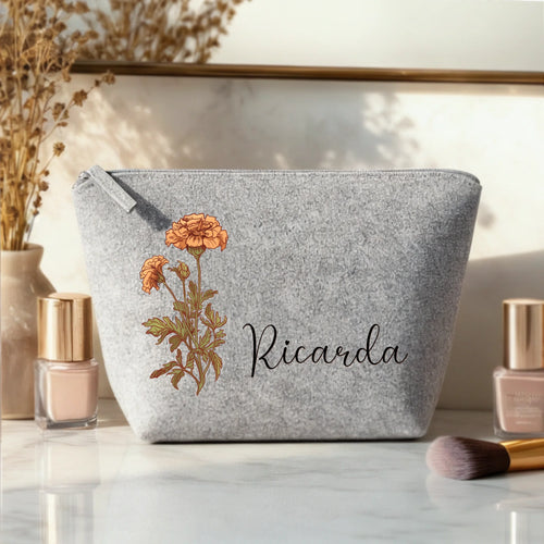Deine Blume - Individuelle Kosmetiktasche Filz