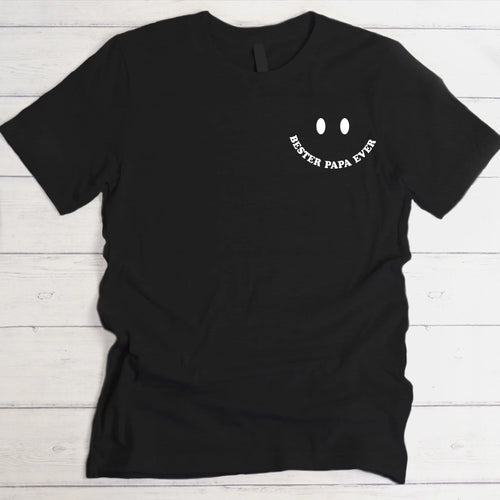 Schwarzes T-Shirt mit bester Papa ever gestalten zum Vatertag bei Love & Faith