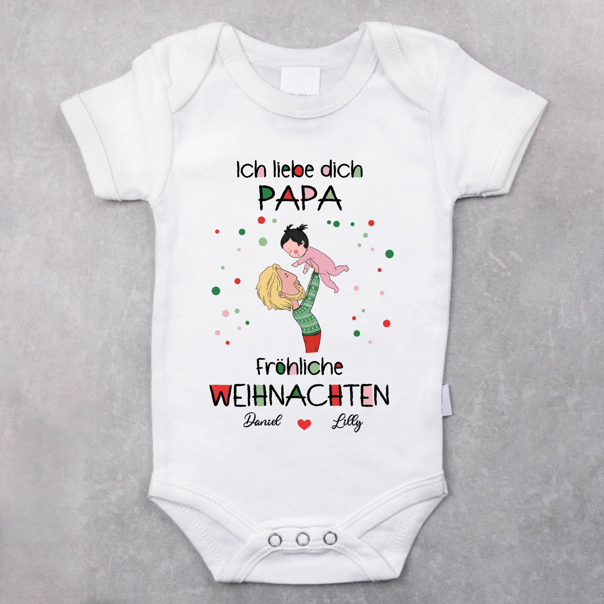 weißer kurzarm Babybody personalisierbar mit Namen - gefertigt con Love & Faith