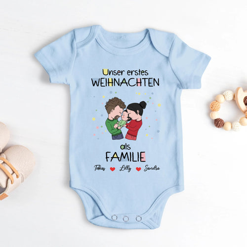 hellblau kurzarm Babybody personalisierbar mit Namen - gefertigt con Love & Faith
