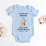 hellblau kurzarm Babybody personalisierbar mit Namen - gefertigt con Love & Faith