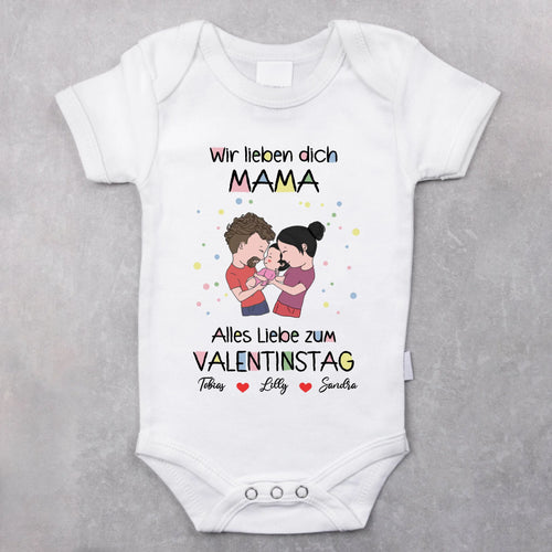 weißer kurzarm Babybody personalisierbar mit Namen - gefertigt con Love & Faith