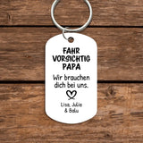 Metall Schlüsselanhänger "Fahr vorsichtig" mit Foto personalisierte Geschenkidee von Love & Faith