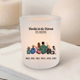 Unsere Familie - Personalisierter Teelichthalter mit Clipart und Spruch
