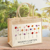 Hier wächst Liebe - Personalisierte Tasche mit Blumen und Namen für Mama und Oma