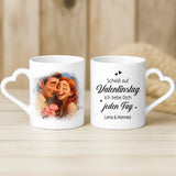 Personaliserte Tasse mit Foto-Upload und Cartoon-Effekt für Paare zum Valentinstag von Love & Faith