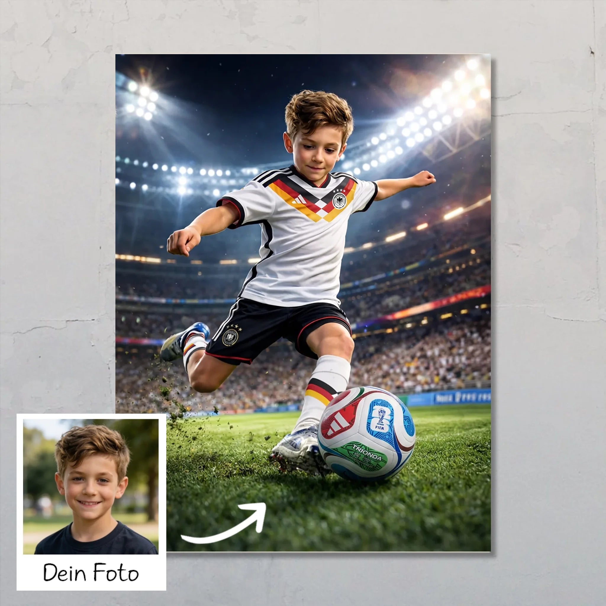 Fußball Profi - Personalisiertes Poster mit Fußball Szene zur WM 2026 für Kinder und Erwachsene