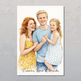 Familienportrait - Personalisiertes Poster für die Familie und Paare im Wasserfarben Stil