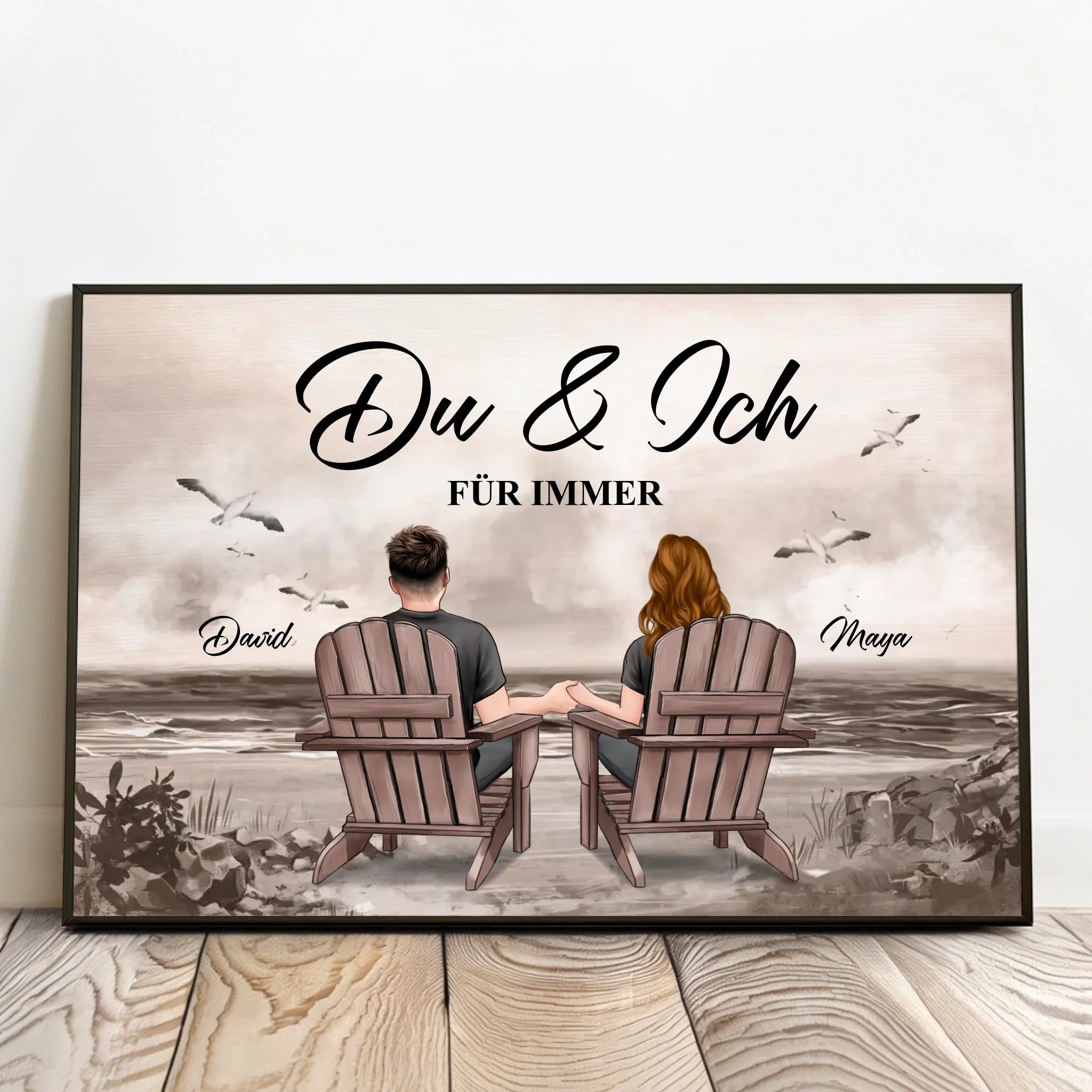 Personalisiertes Poster für Paare mit Blick aufs Meer Du und Ich