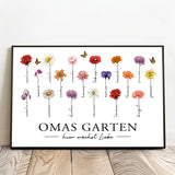 Personalisiertes Poster mit Blumen für Oma und Mama Hier wächst Liebe