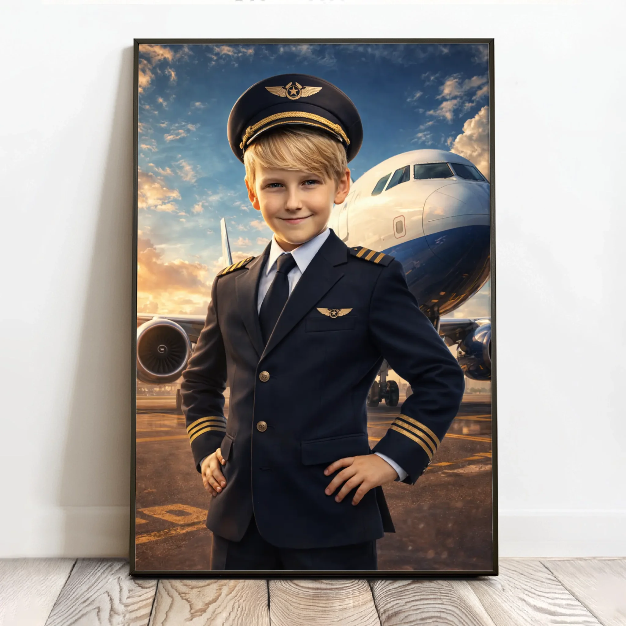 Personalisiertes Poster mit epischer Flugzeug-Szene für Kids Pilot