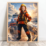 Personalisiertes Poster mit epischer Wasser-Szene für Kids Rettungsboot – Motiv 11