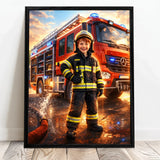 Personalisiertes Poster mit epischer Feuerwehr-Szene für Kids Feuerwehr – Motiv 5