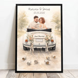 Personalisiertes Poster für Paare zur Hochzeit mit Wasserfarben-Effekt Der schönste Tag – Motiv 4
