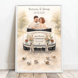 Personalisiertes Poster für Paare zur Hochzeit mit Wasserfarben-Effekt Der schönste Tag – Motiv 9