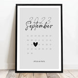 Personalisiertes Poster für Paare im Kalender Design zum Jahrestag Unser Tag – Motiv 6
